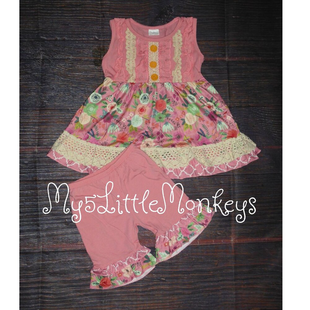 Boutique Girls Floral Tunic Shorts Outfit